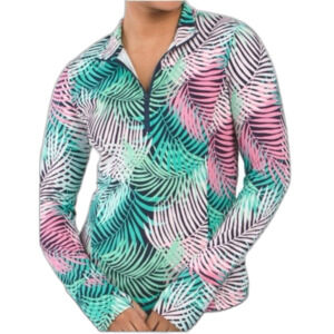 Tommy Bahama Golf Tropical Print Women’s Shirt size Large quarter zip